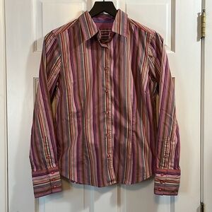 Robert Graham Colorful Stripes Button Down Blouse - Size Medium